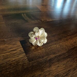 Lia Sophia Gold Flower Ring with Pink Stones